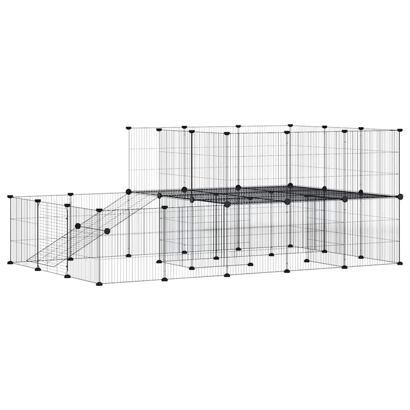 vidaXL 44-Panel Pet Cage with Door Black 35x35 cm Steel