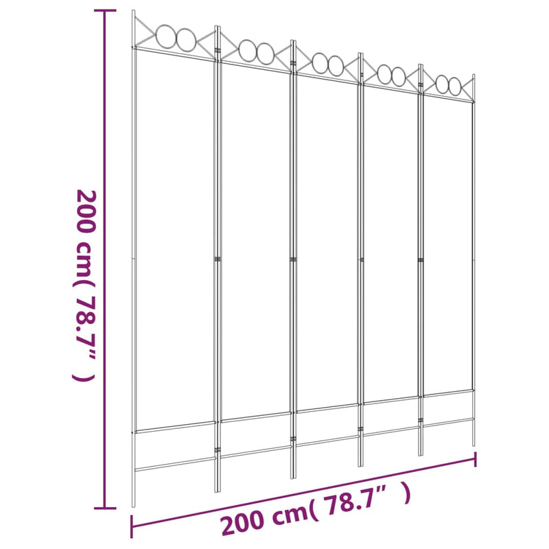 vidaXL 5-Panel Room Divider Anthracite 200x200 cm Fabric