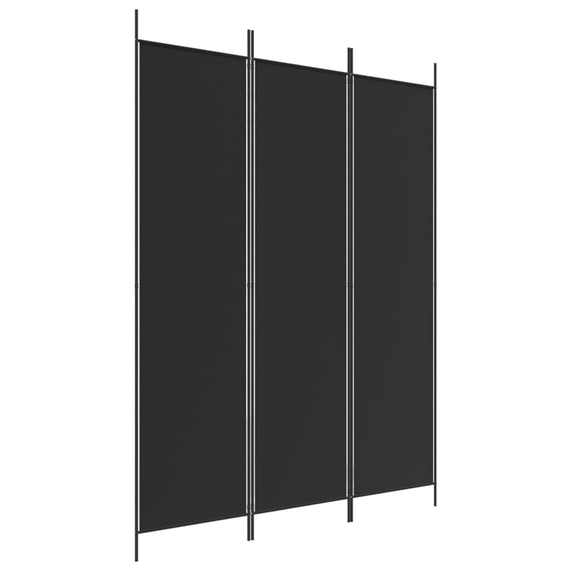 vidaXL 3-Panel Room Divider Black 150x200 cm Fabric