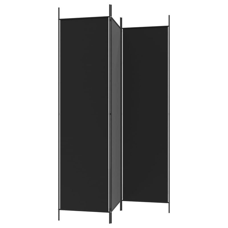 vidaXL 3-Panel Room Divider Black 150x200 cm Fabric