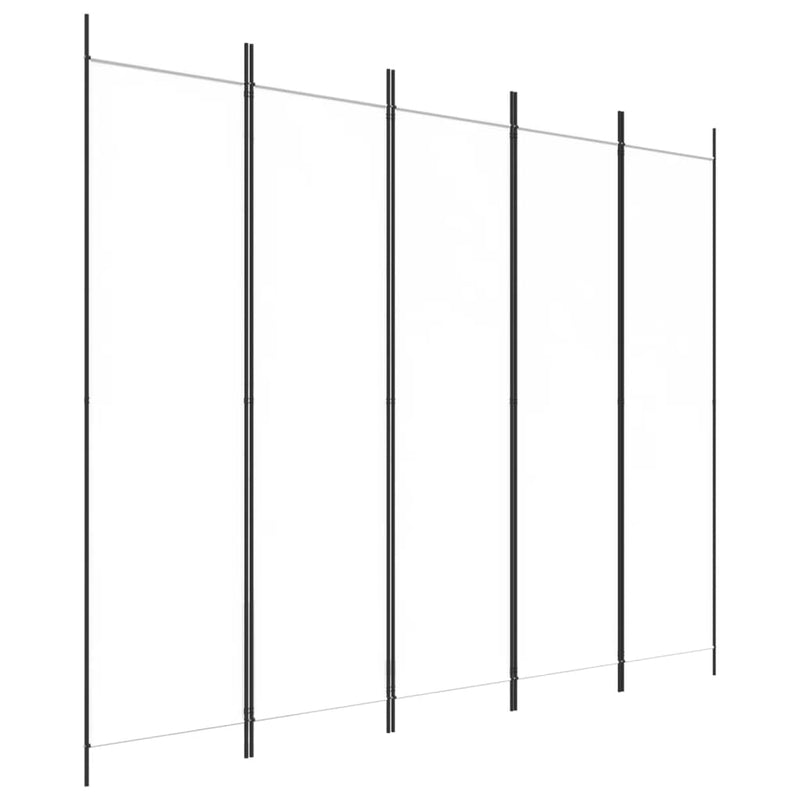 vidaXL 5-Panel Room Divider White 250x200 cm Fabric