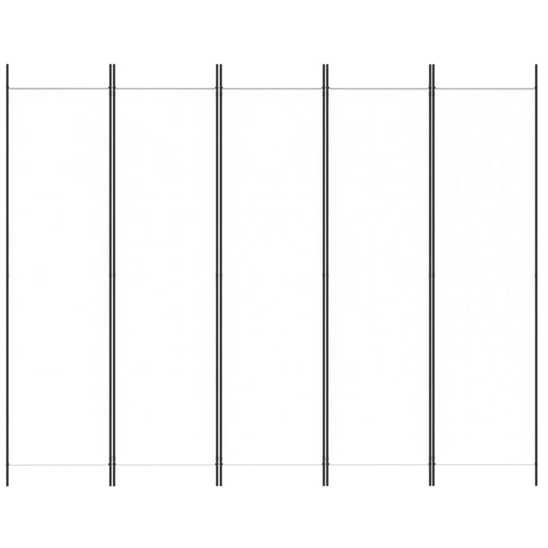 vidaXL 5-Panel Room Divider White 250x200 cm Fabric