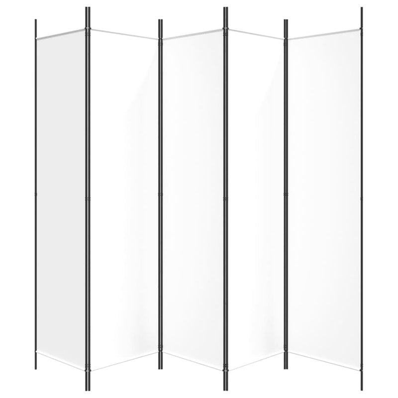 vidaXL 5-Panel Room Divider White 250x200 cm Fabric