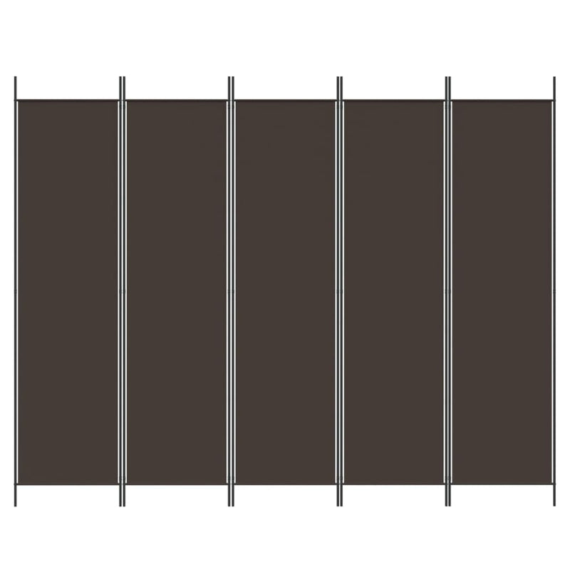 5-Panel Room Divider Brown 250x200 cm Fabric
