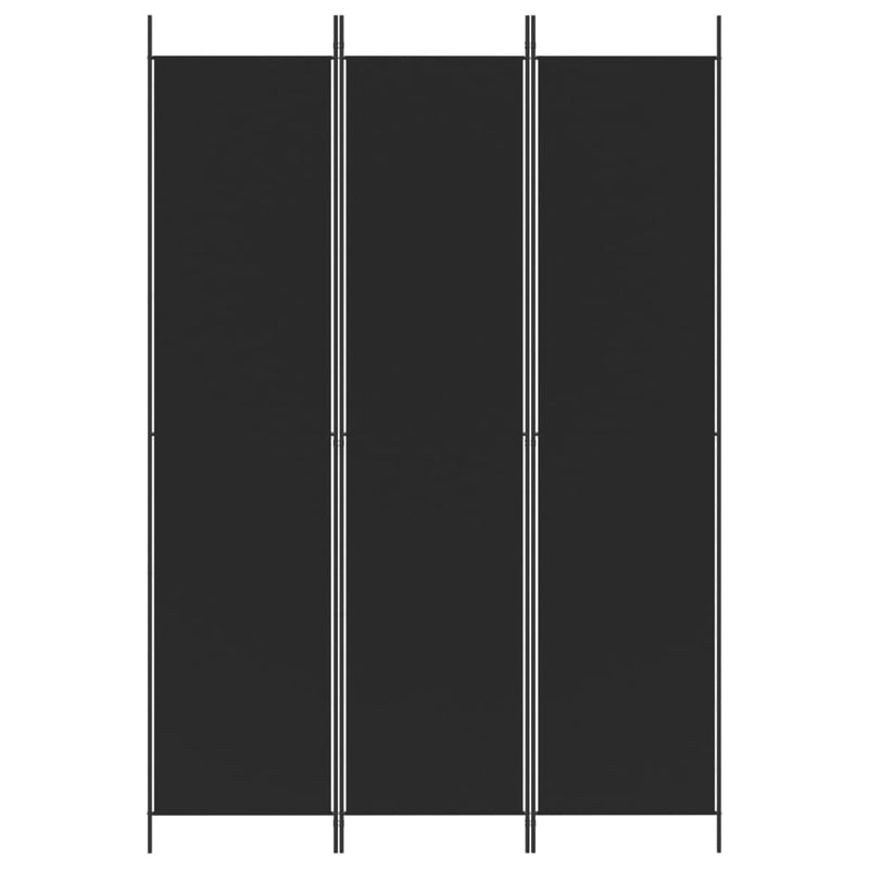 3-Panel Room Divider Black 150x220 cm Fabric