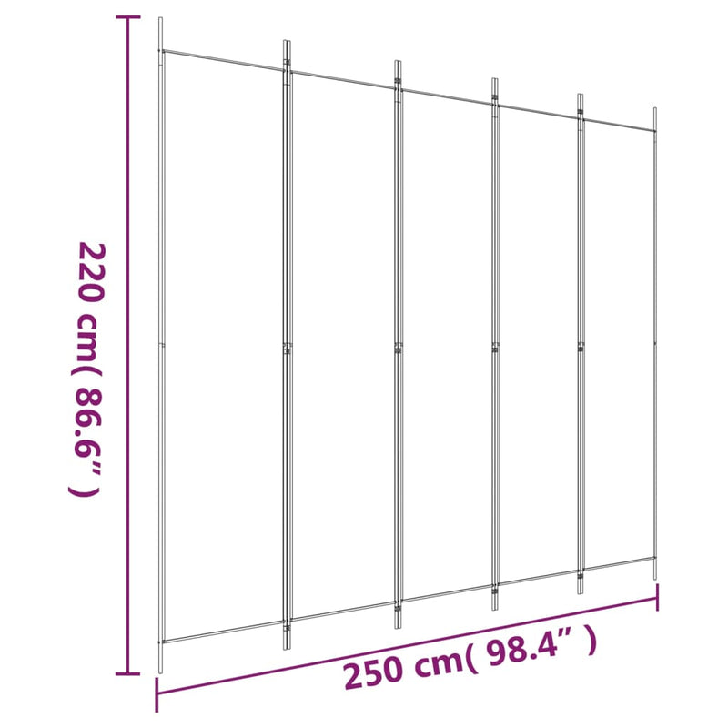 vidaXL 5-Panel Room Divider Anthracite 250x220 cm Fabric