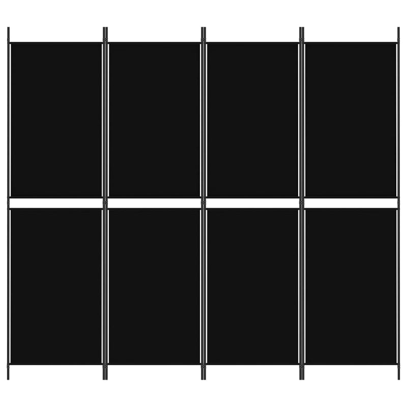 vidaXL 4-Panel Room Divider Black 200x180 cm Fabric