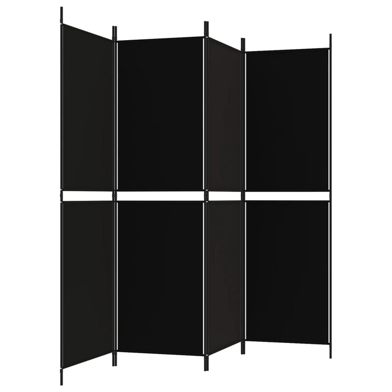 vidaXL 4-Panel Room Divider Black 200x180 cm Fabric