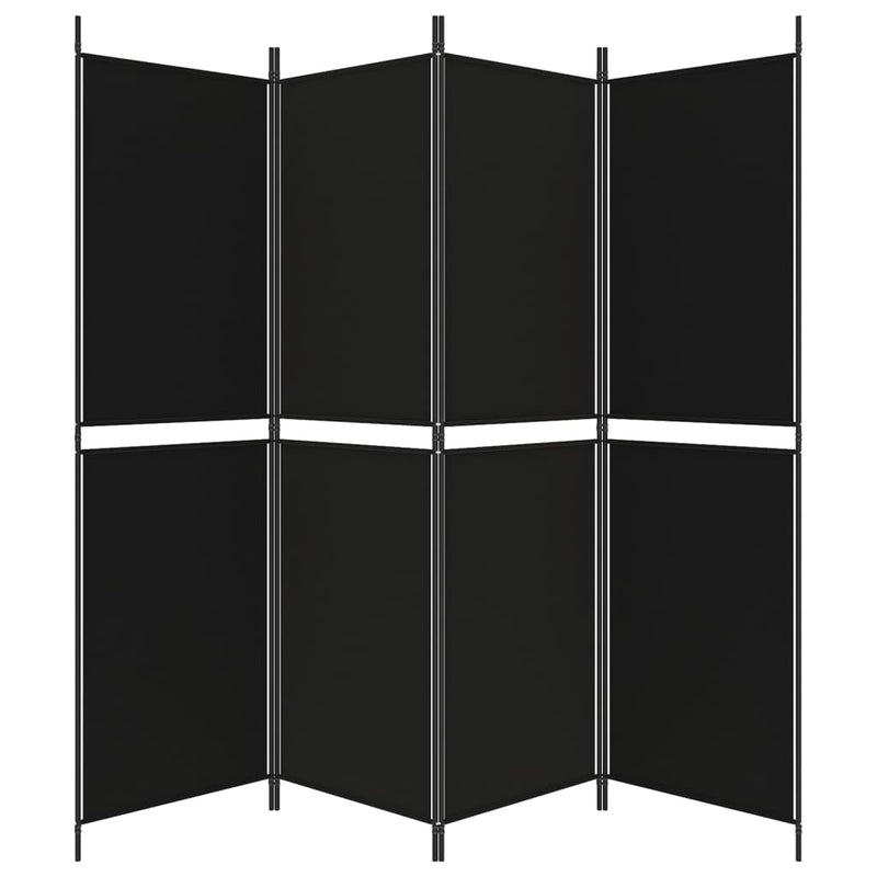vidaXL 4-Panel Room Divider Black 200x180 cm Fabric