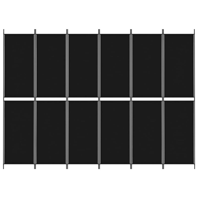vidaXL 6-Panel Room Divider Black 300x220 cm Fabric