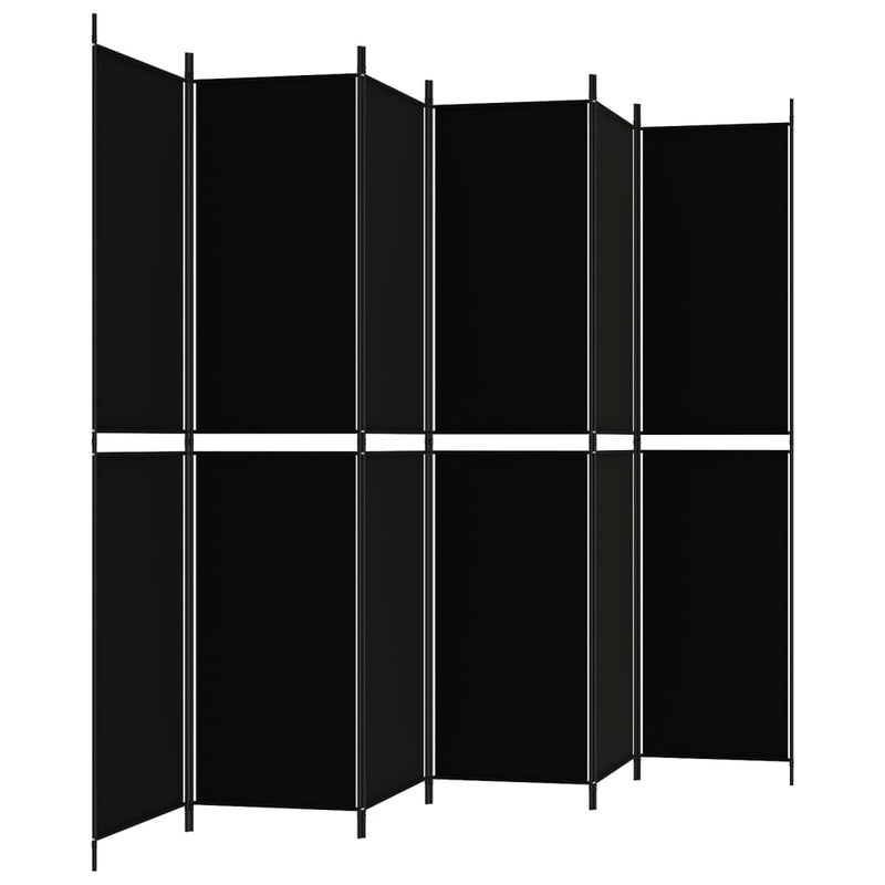 vidaXL 6-Panel Room Divider Black 300x220 cm Fabric