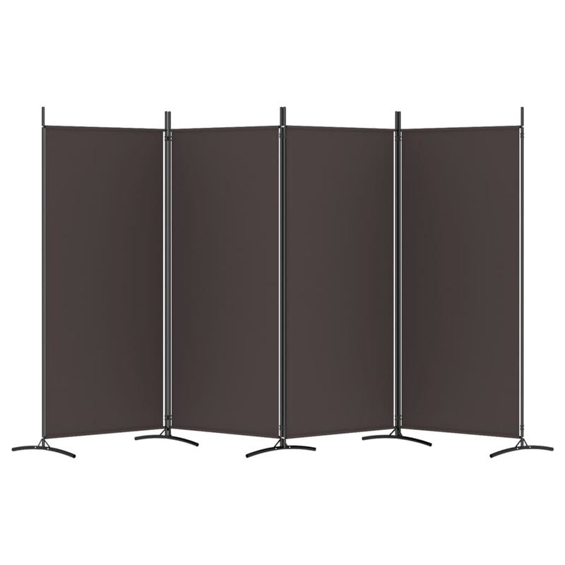 vidaXL 4-Panel Room Divider Brown 346x180 cm Fabric