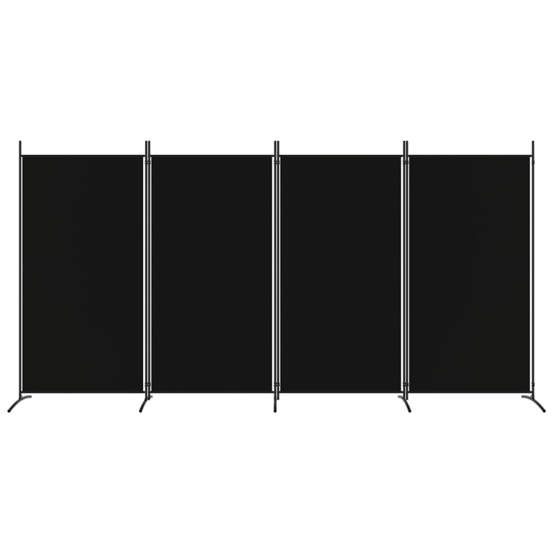 vidaXL 4-Panel Room Divider Black 346x180 cm Fabric