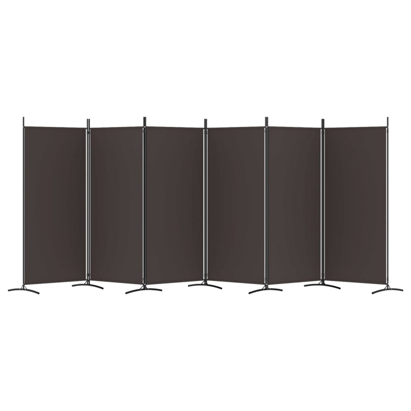 vidaXL 6-Panel Room Divider Brown 520x180 cm Fabric