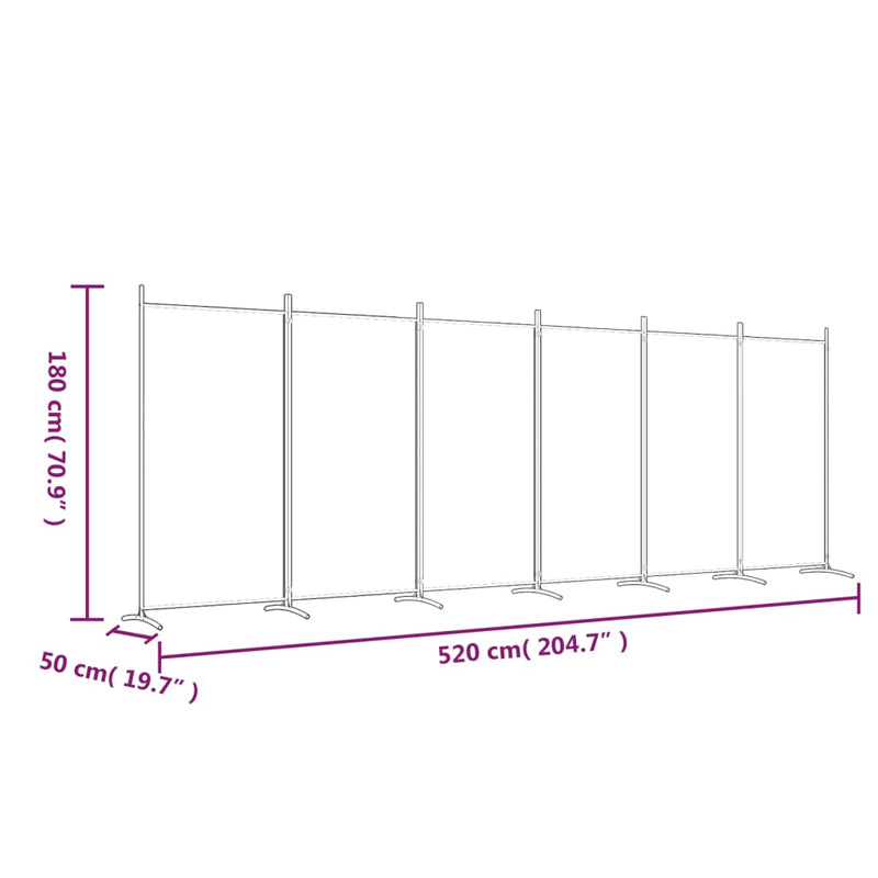 vidaXL 6-Panel Room Divider Anthracite 520x180 cm Fabric