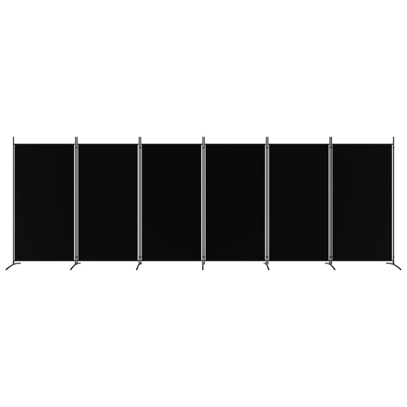 vidaXL 6-Panel Room Divider Black 520x180 cm Fabric