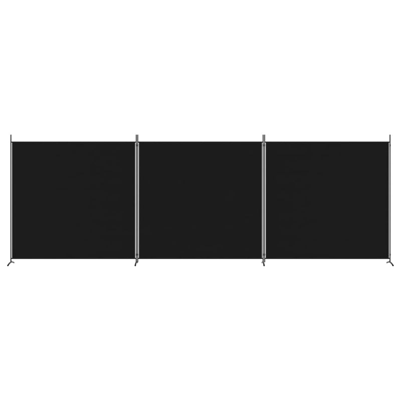 vidaXL 3-Panel Room Divider Black 525x180 cm Fabric