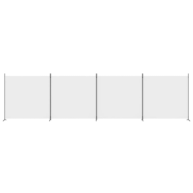 vidaXL 4-Panel Room Divider White 698x180 cm Fabric