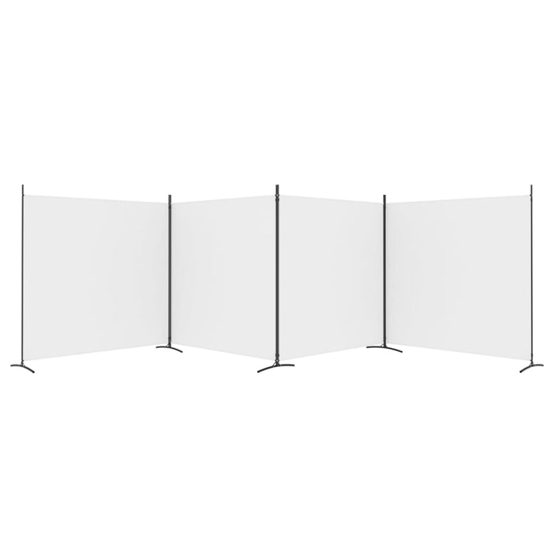 vidaXL 4-Panel Room Divider White 698x180 cm Fabric