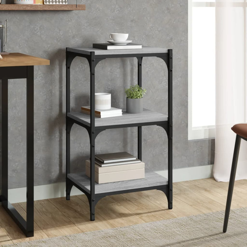 vidaXL Book Cabinet Grey Sonoma 40x33x70.5 cm Engineered Wood and Steel