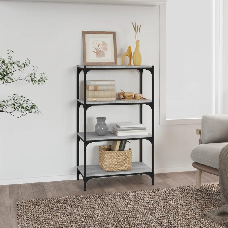 vidaXL Book Cabinet Grey Sonoma 60x33x100 cm Engineered Wood and Steel