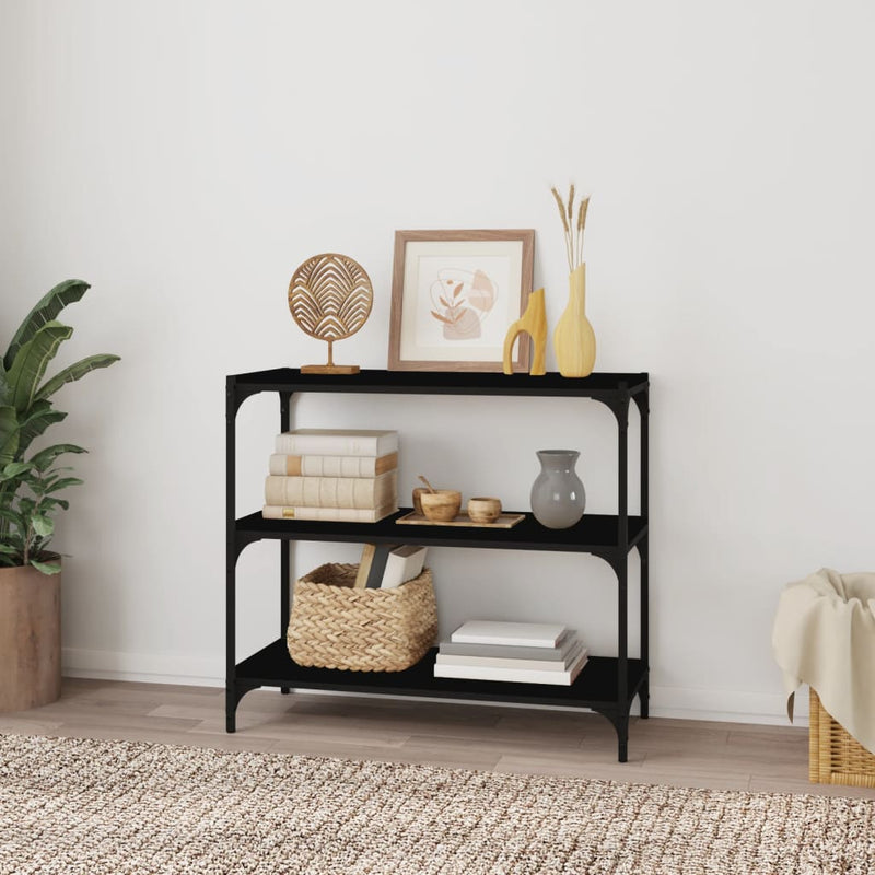 vidaXL Book Cabinet Black 80x33x70.5 cm Engineered Wood and Steel