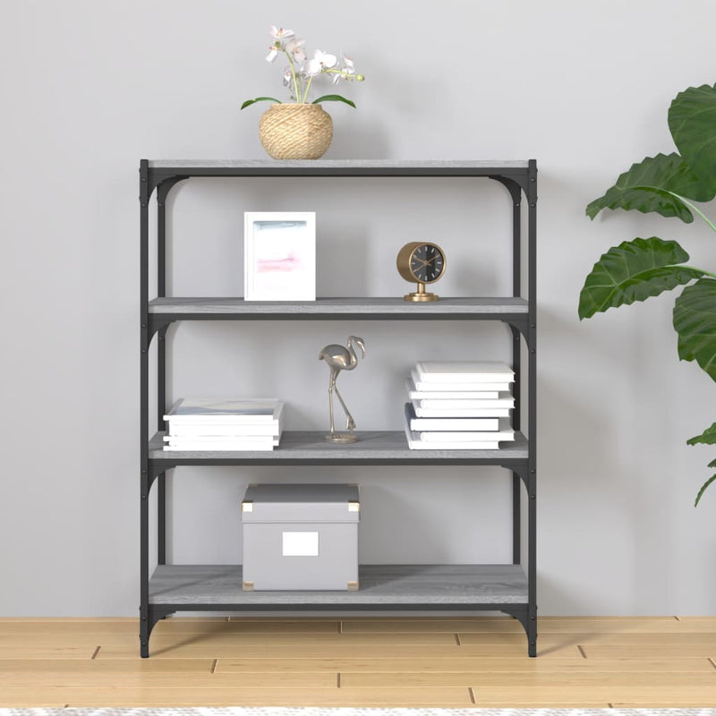 vidaXL Book Cabinet Grey Sonoma 80x33x100 cm Engineered Wood and Steel
