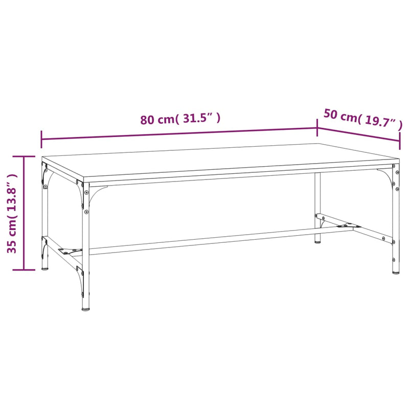 vidaXL Coffee Table Black 80x50x35 cm Engineered Wood