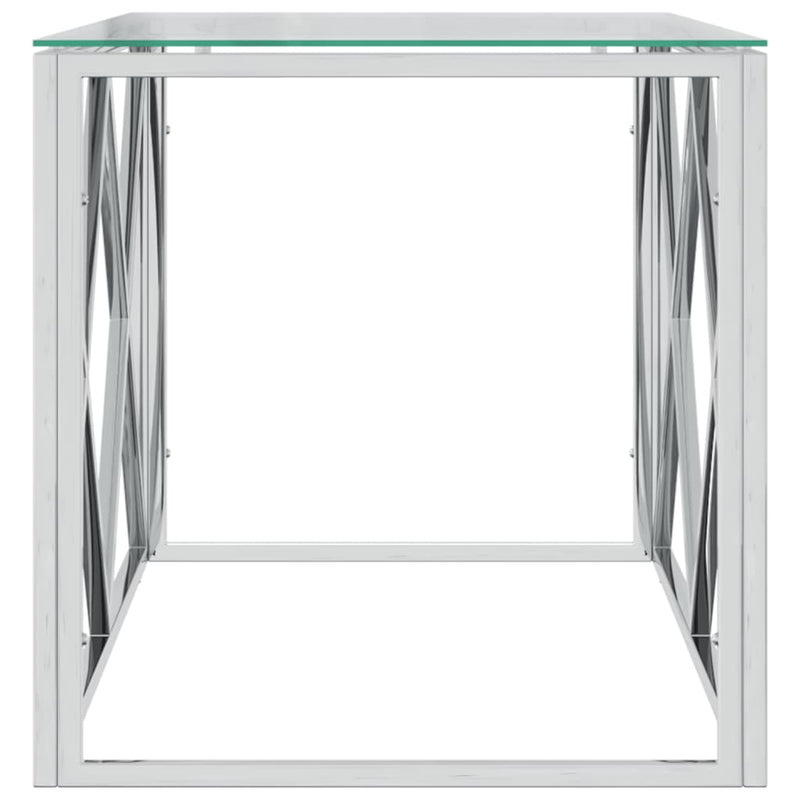vidaXL Coffee Table 110x45x45 cm Stainless Steel and Glass