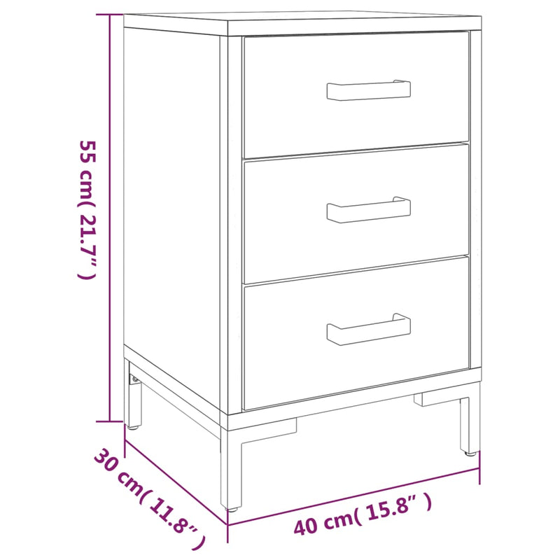 vidaXL Bedside Cabinet Brown 40x30x55 cm Solid Pinewood