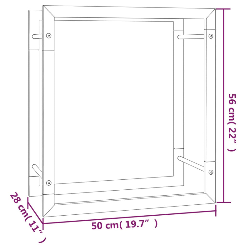 vidaXL Firewood Rack Matt Black 50x28x56 cm Steel