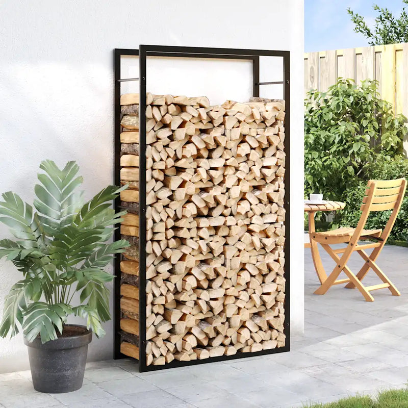Firewood Rack Matt Black 80x28x154 cm Steel