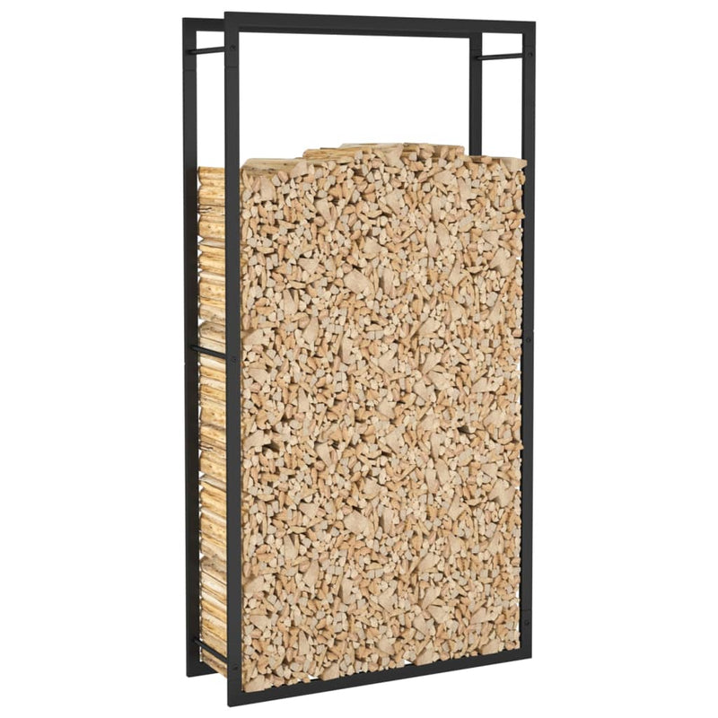 vidaXL Firewood Rack Matt Black 80x28x154 cm Steel