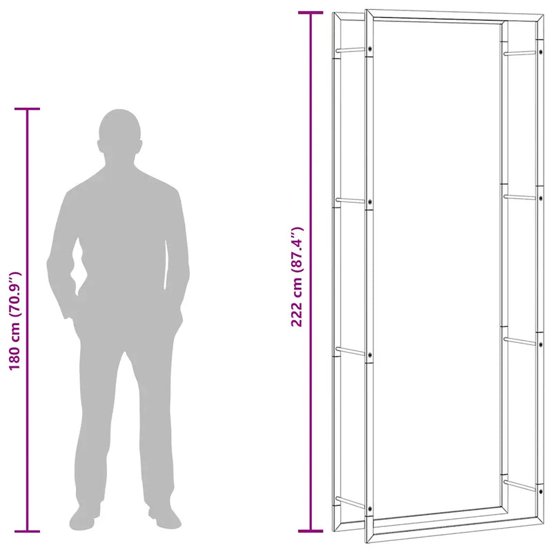 Firewood Rack Matt Black 80x28x222 cm Steel