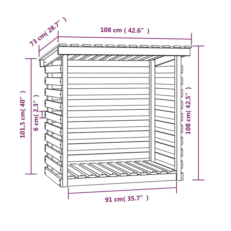vidaXL Firewood Rack 108x73x108 cm Solid Wood Pine