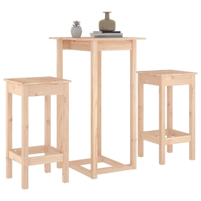 vidaXL 3 Piece Bar Set Solid Wood Pine