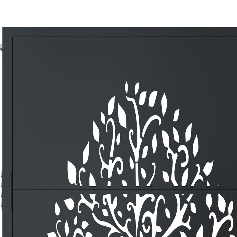 vidaXL Garden Gate Anthracite 100x125 cm Steel Tree Design