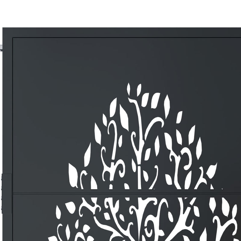 vidaXL Garden Gate Anthracite 100x175 cm Steel Tree Design