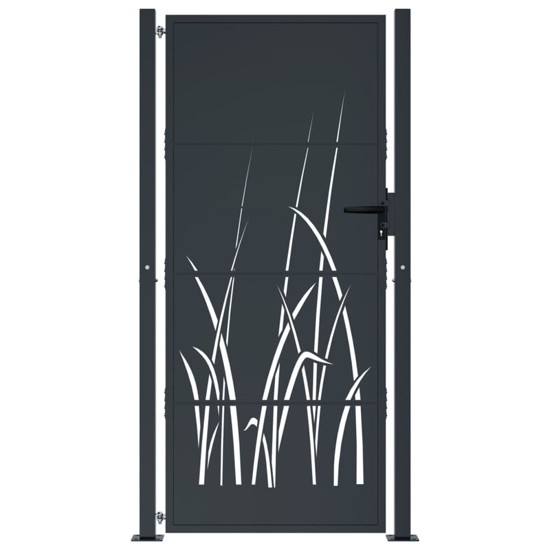 vidaXL Garden Gate Anthracite 100x175 cm Steel Grass Design