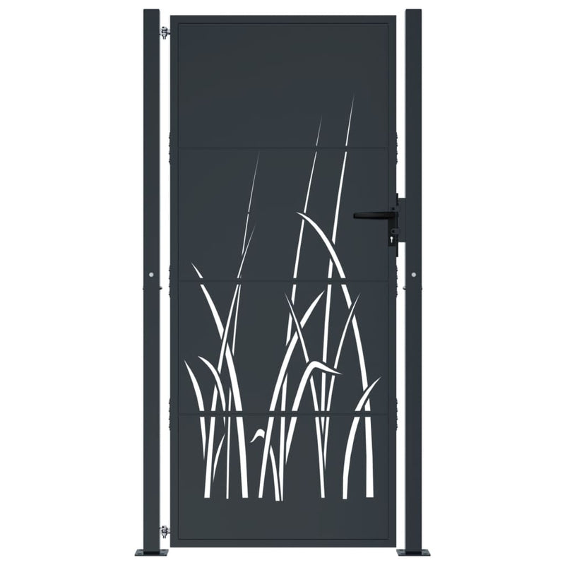 vidaXL Garden Gate Anthracite 100x200 cm Steel Grass Design