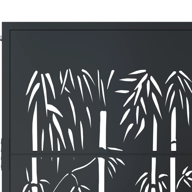 vidaXL Garden Gate Anthracite 100x75 cm Steel Bamboo Design