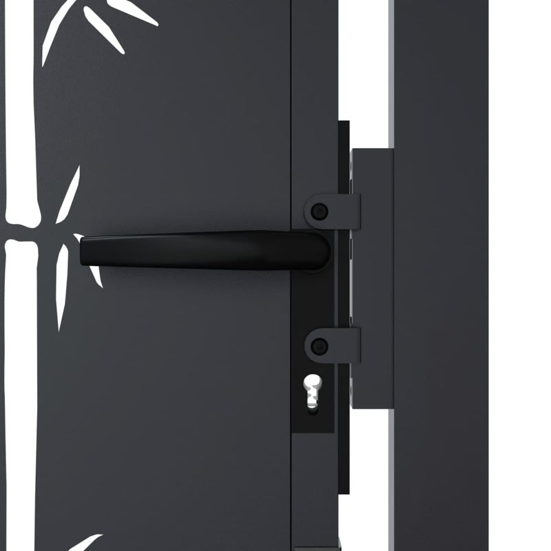 vidaXL Garden Gate Anthracite 100x75 cm Steel Bamboo Design
