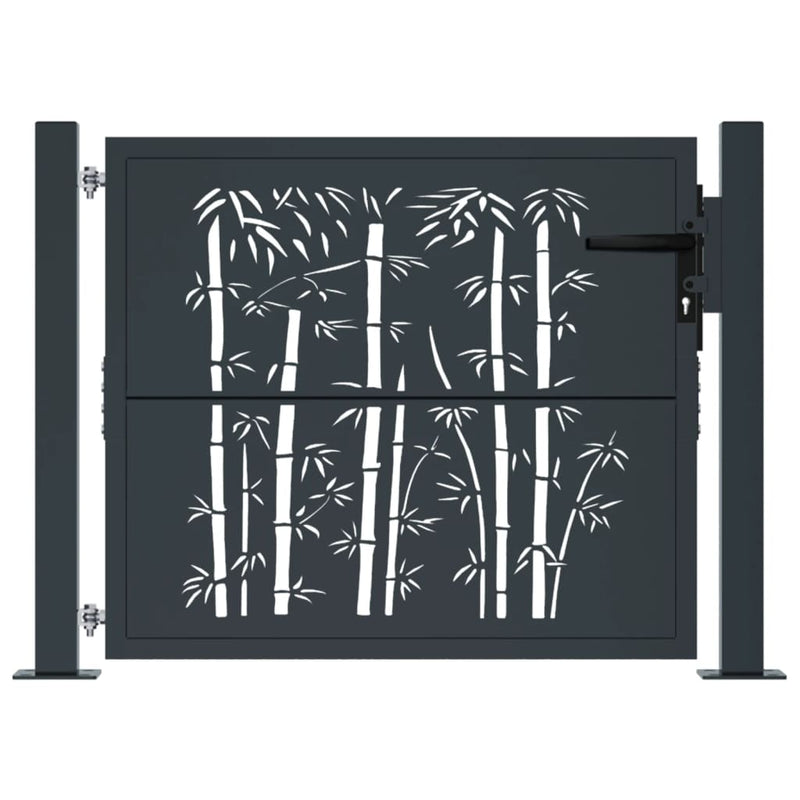 vidaXL Garden Gate Anthracite 100x100 cm Steel Bamboo Design