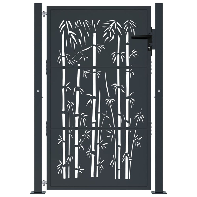 vidaXL Garden Gate Anthracite 100x125 cm Steel Bamboo Design