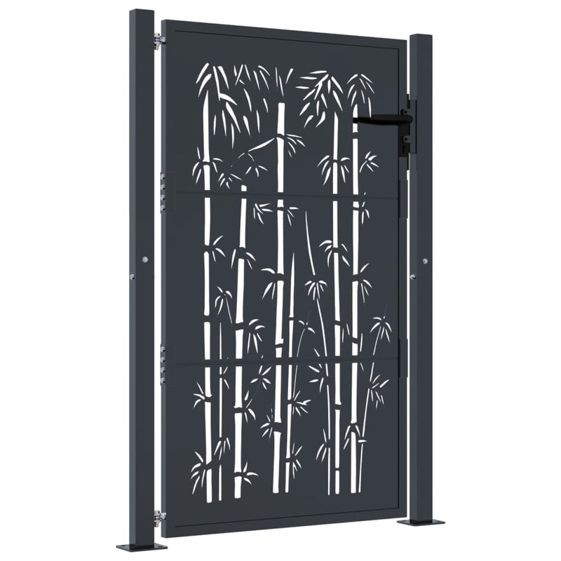 vidaXL Garden Gate Anthracite 100x150 cm Steel Bamboo Design