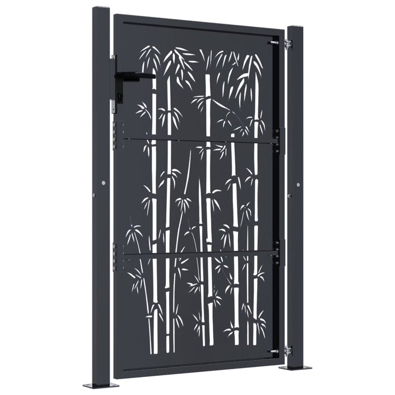 vidaXL Garden Gate Anthracite 100x150 cm Steel Bamboo Design
