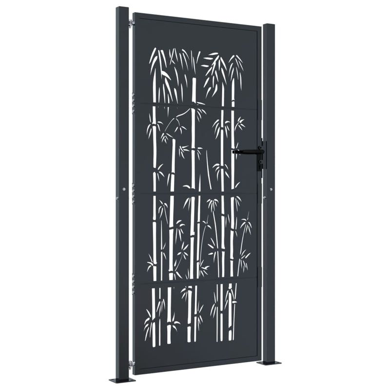 vidaXL Garden Gate Anthracite 100x175 cm Steel Bamboo Design