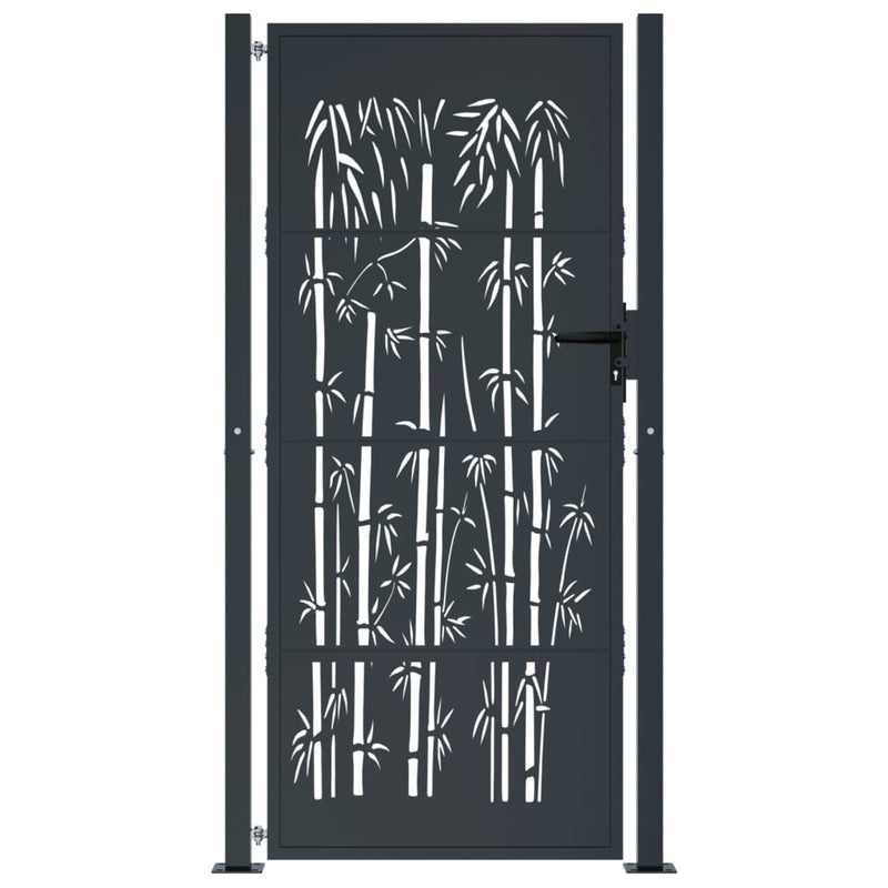 vidaXL Garden Gate Anthracite 100x175 cm Steel Bamboo Design