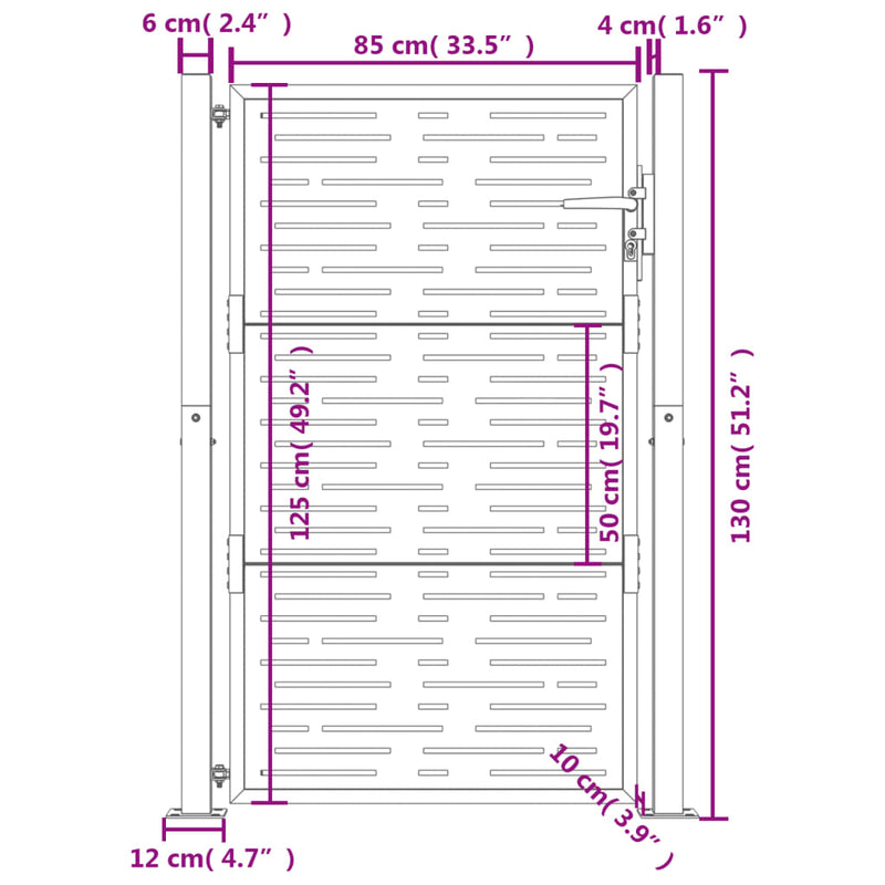 vidaXL Garden Gate Anthracite 100x125 cm Steel Square Design