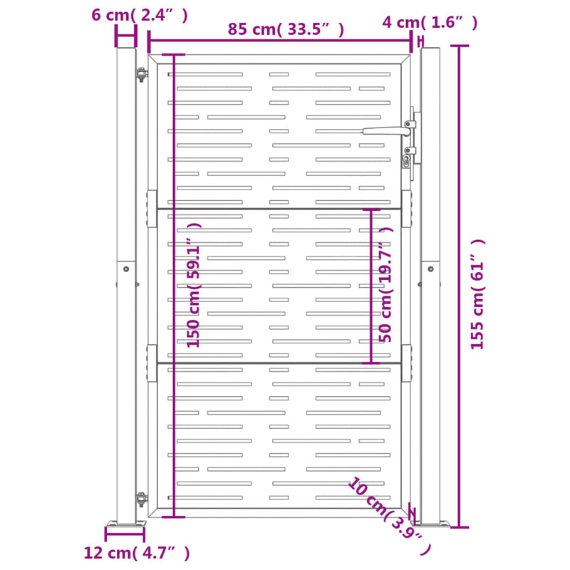 vidaXL Garden Gate Anthracite 100x150 cm Steel Square Design